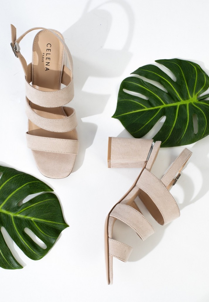 Sandales À Talon Charis Beige Nu Mat