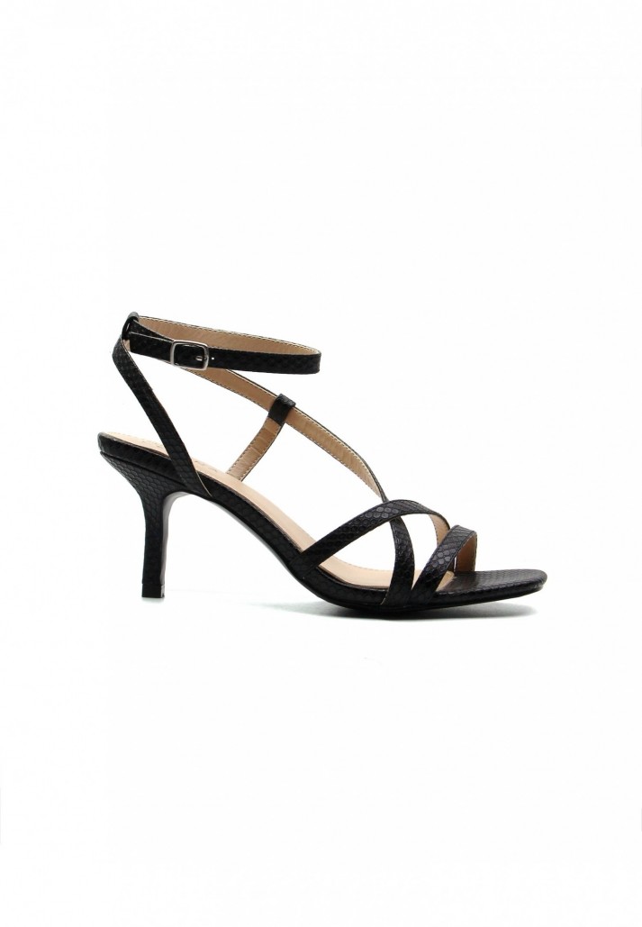 Sandales Chia à talon Noir serpent