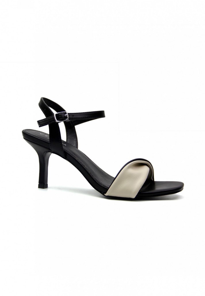 Sandales Ching à talon Noir et beige
