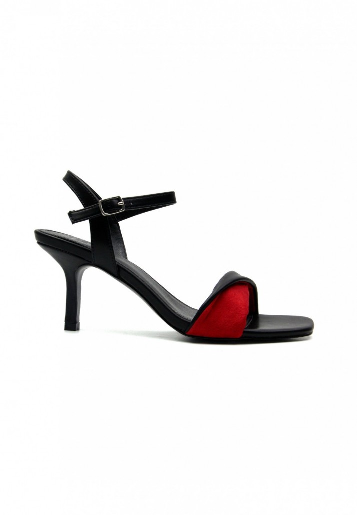 Sandales Ching à talon Noir et rouge