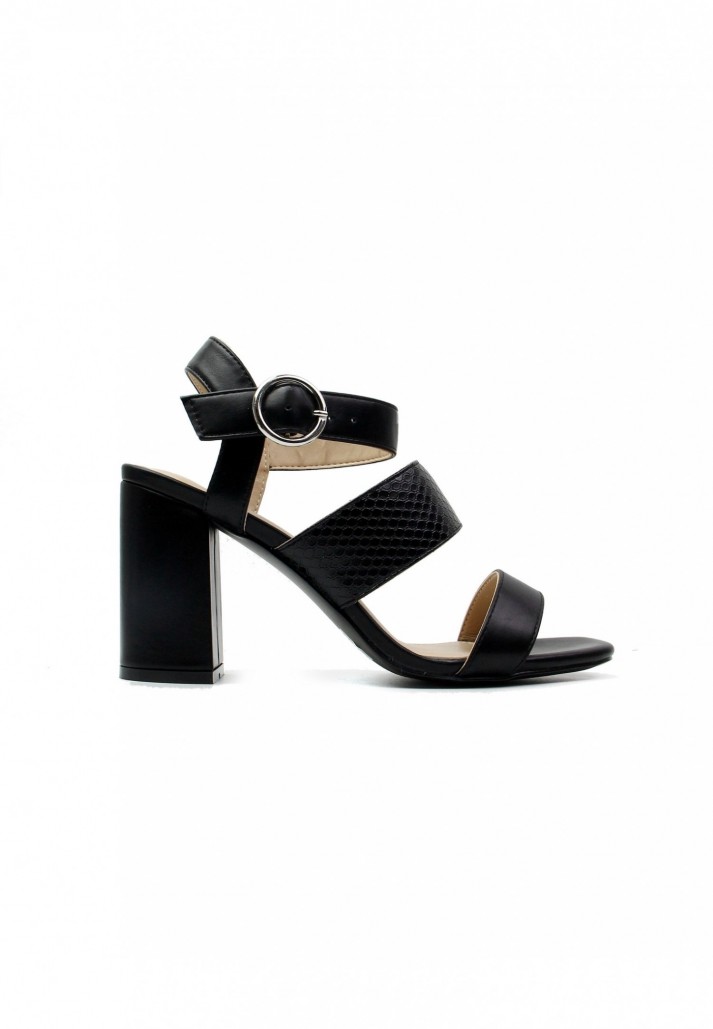 Sandales Charlyn à talon Noir et noir serpent